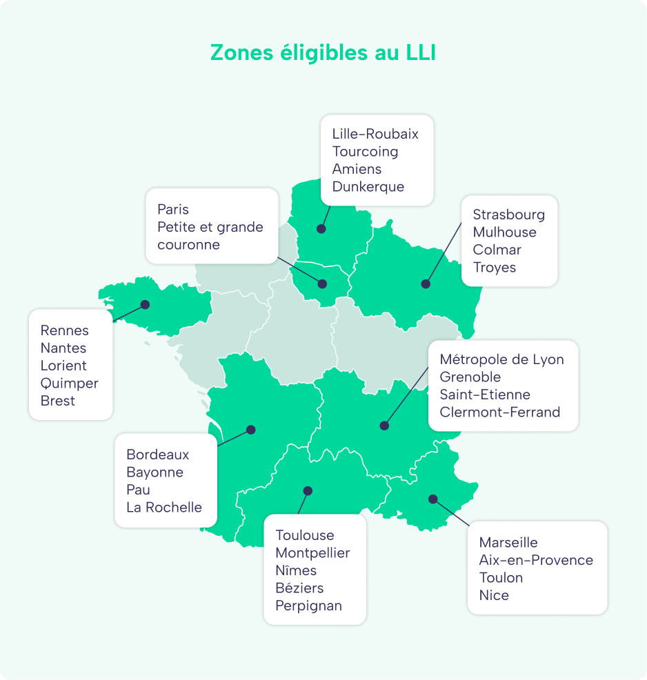 Carte des zones éligibles au LLI